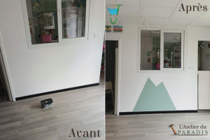 Photo de galerie - Création montagne en peinture pour une crèche