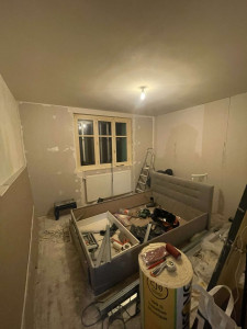 Photo de galerie - Peinture plastifié+isolation+ placo sur rails+ enduit/poncage+ peinture finale