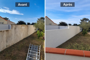 Photo de galerie - Décapage, reprise des fissures, plus peinture sur muret