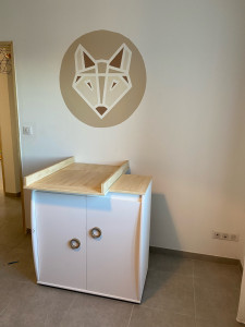 Photo de galerie - Montage de meuble et création d’un loup sur mur pour chambre bébé 