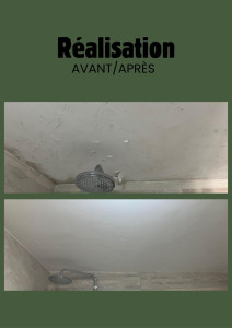 Photo de galerie - Ici notre client avait besoin d’une réfection de son plafond lors d’une panne de VMC dans sa salle de bain, voici le résultat. 