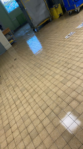 Photo de galerie - Lavage du sol à grande eau dans un centre de tri