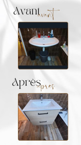 Photo de galerie - Changement meuble vasque et robinetterie 