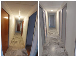 Photo de galerie - Déco couloir. Peinture, covering portes