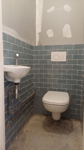 Photo de galerie - Installation WC suspendu 
 et lave main 