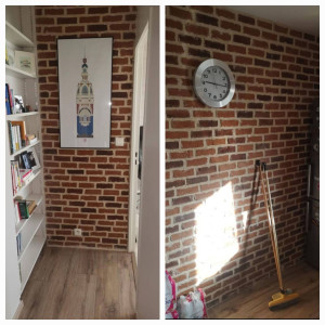 Photo de galerie - Pose de pierre de parement styles briquettes loft avec joint à la chaux 