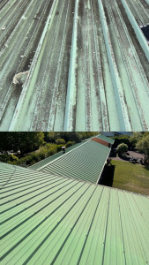 Photo de galerie - Nettoyage d’une toiture en Bac acier 