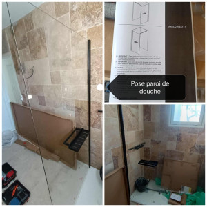 Photo de galerie - Pose d'une paroi de douche 100/200 
( secteur Crespin )
