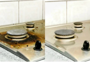 Photo de galerie - Nettoyage en profondeur d’une plaque de cuisson — avant / après dégraissage