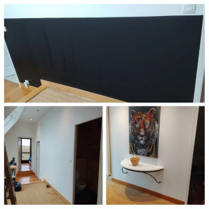Photo de galerie - Deux couches de peinture satin pour ce palier desservant trois chambres ,
pose d'une peinture spécial tableau noir pour que les enfants ai un coin pour exprimer leurs créativités