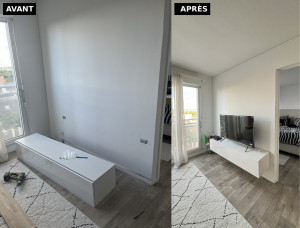 Photo de galerie - Fixer un meuble télé au mur 