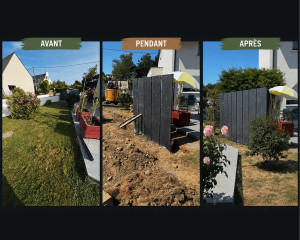 Photo de galerie - Réalisation d’un coupe-vent en pali d’ardoise (2.5m x 0.5m x 0.04m). Client très satisfait de mon travail ( avis à l’appuie )