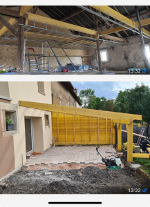 Photo de galerie - Rénovation complète , création d’un appentis et pose de pavés 