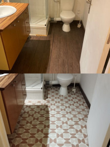 Photo de galerie - Changement de lino d'une salle de bain