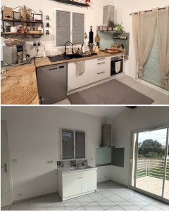 Photo de galerie - Installation complète cuisine sur mesure avec plaque induction, four encastré et lave vaisselle