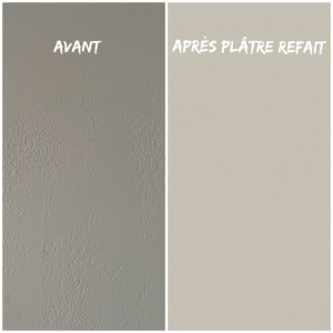 Photo de galerie - Rénovation de mur plâtre et peinture 