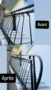 Photo de galerie - Ponçage puis mise en peinture d’une balustrade, peinture antirouille