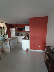Photo de galerie - Peinture murale d'une cuisine en coloris terracotta après 