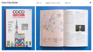 Photo de galerie - Coco City Guide est un guide touristique qui indique plein de bons plans pour visiter la ville de Strasbourg.
—
Réalisation des illustrations pour la couverture et des mises en page intérieures du livret éditorial. 