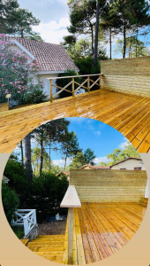 Photo de galerie - Fabrication d’un mur en persienne et de son garde corps, et de toute la terrasse 