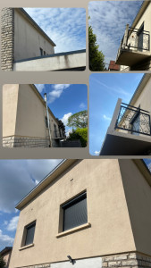 Photo de galerie - Nettoyage des façades remise en peinture encadrement fenêtre balcon 