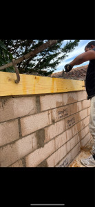 Photo de galerie -  création d un mur en agglo 