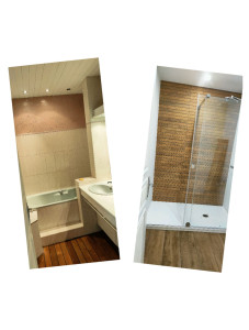 Photo de galerie - Rénovation complète d'une salle de bain. faïence grand format 