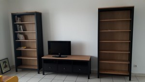 Photo de galerie - Composition de trois meubles IKEA assortis 
( deux bibliothèques + un meuble TV )