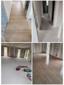 Photo de galerie - Salon et couloir parquet carrelage 20x120