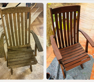 Photo de galerie - Réparation / Remise à neuf et traitement préventif mobilier extérieur en teck 