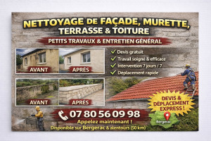 Photo de galerie - Bonjours je vous présente ma carte de nettoyage de façade et murette et toiture et terrasse 