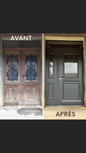 Photo de galerie - Dépose PE bois plus pose PE alu k-line et retouche Crépi.