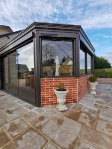 Photo de galerie - Pose de parement en brique avec des joints , ton pierre.