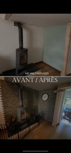 Photo de galerie - Pose de pierre de parement mur intérieur 