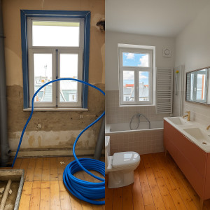 Photo de galerie - Rénovation complète salle de bain. Avant après.  