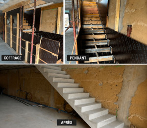 Photo de galerie - Création d'un escalier avec paillasse en béton armé 