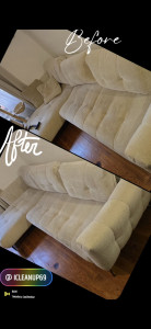 Photo de galerie - ?nettoyage canapé velours beige ,avant /après ✨️ 