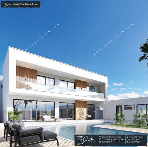 Photo de galerie - Duplex de 250 m² : design épuré, ses grandes baies vitrées et une terrasse à l’étage avec garde-corps en verre. Vaste séjour ouvert sur piscine, 5Chambres, 5sdb un bureau. lumière naturelle et l’ouverture sur l’extérieur pour un confort max