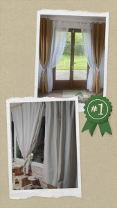 Photo de galerie - Embrasse et rideau fait main (tissu lin et macramé)