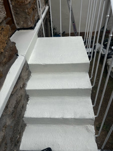 Photo de galerie - Peinture des escaliers, entrée de Meson 