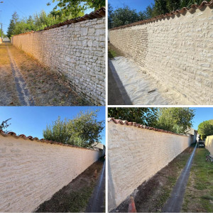 Photo de galerie - Réalisation d’un mur en pierre apparentes 