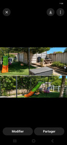 Photo de galerie - Aménagement complet d'une cours en ville,avec coins jeux pour les enfants, coins terrasse barbecue et petit jardin,...