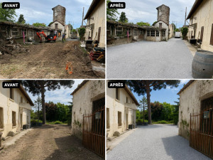 Photo de galerie - Terrassement parking et  installation de bordures 