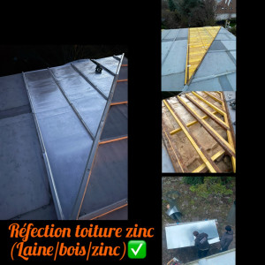 Photo de galerie - Reprise d’un morceau de toiture (suite à infiltration) boiserie,isolant,toiture zinc 