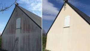 Photo de galerie - Traitement des pignons à l'aide d'un produit adapté à la pierre ainsi qu'un hydrofuge par la suite.
