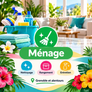 Photo de galerie - ? Je propose mes services de ménage : nettoyage des sols, sanitaires, cuisine, dépoussiérage et rangement. Travail sérieux et soigné.