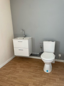 Photo de galerie - Création d’une salle d’eau avec WC sani broyeur ✅