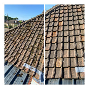 Photo de galerie - Un avant / après d’un Demoussage réaliser par QC Couverture #?