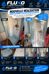 Photo de galerie - Remplacement receveur +parois + réfection des canalisations 
