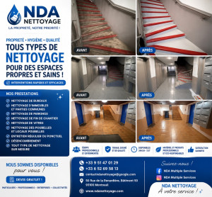Photo de galerie - NDA Nettoyage propose des services de nettoyage professionnel pour bureaux, commerces, immeubles, chantiers et particuliers. Sérieux, rapidité et qualité sont au cœur de nos prestations.